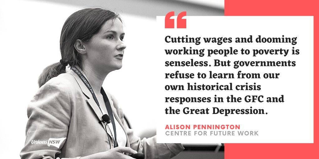 unionsnsw's tweet photo. Another economist, Alison Pennington from @CntrFutureWork, joining @1RossGittins - slamming the NSW Government's proposal to cut public sector wages https://t.co/x7VBaON0PS https://t.co/GbvpB3evxP