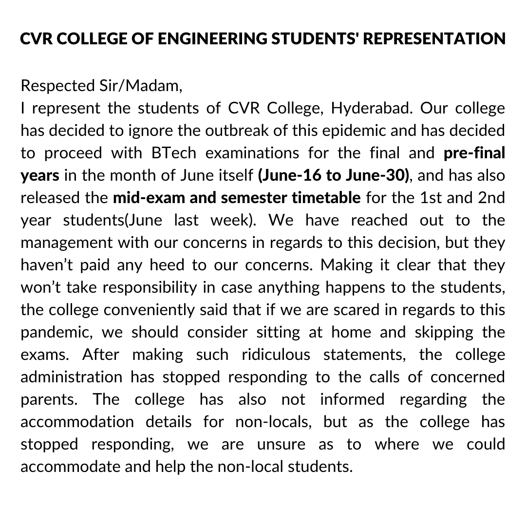 CvRians's tweet photo. @TelanganaCMO @KTRTRS @KTRoffice @SabithaindraTRS @jayesh_ranjan @trspartyonline @NSUI_RangaReddy @nsui https://t.co/dPOx5iYQsh