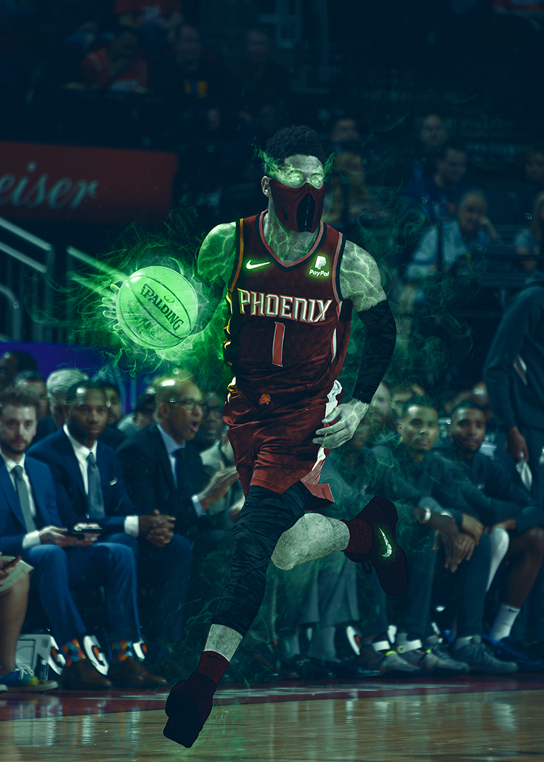 OliverKay20's tweet photo. Devin Booker = Ermac

#photoshop #MortalKombat11 #NBA https://t.co/mPjLlYEpOh