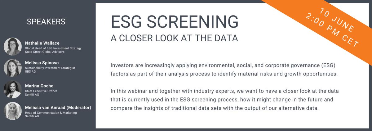 Do you want to know what data is used to make informed decisions around ESG leaders and laggards? Save your seat and join our webinar today at 2:00 PM CET: https://t.co/NKxAvGEclx https://t.co/wrh7zRIhMC