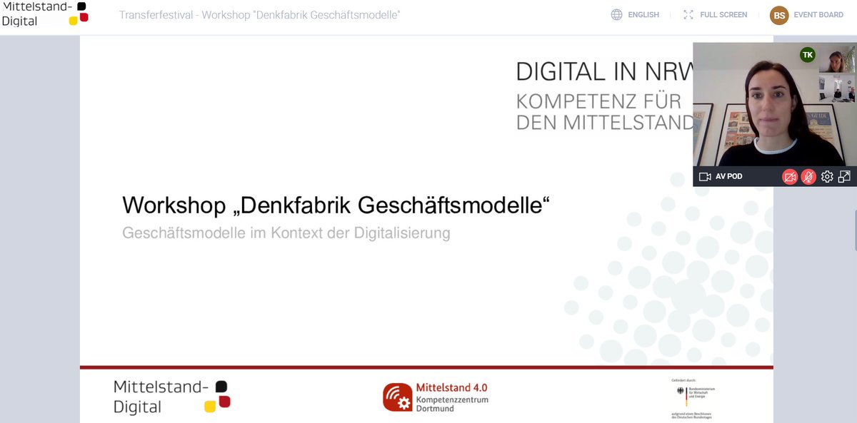 digitalinnrw's tweet photo. Gerade gestartet - das Webinar "Denkfabrik Geschäftsmodelle" von #digitalinnrw mit @FraunhoferIML im Rahmen der #digitaltransferweeks. Zahlreiche Teilnehmer aus dem #Mittelstand sind beim interaktiven Onlineformat dabei.
@MittelstandDigi @DigiHubLog https://t.co/lD8w6ONgEM