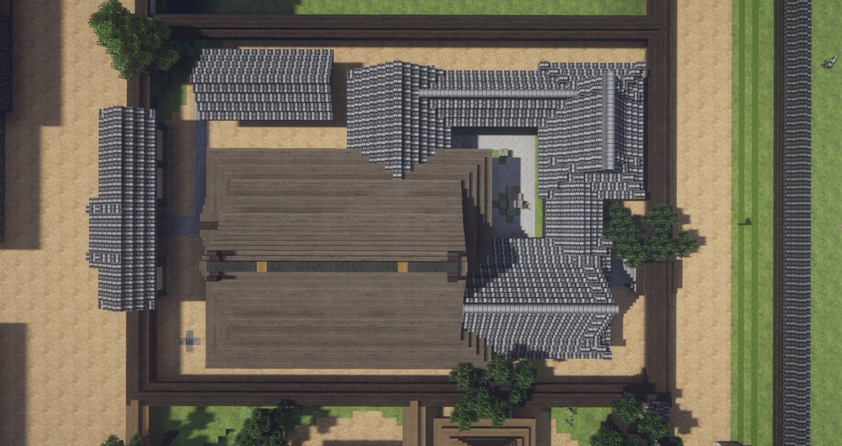 ホルびん 新しい武家屋敷を建てました 庭は昔ながらの 枯山水 を用いて 由緒ある感じに仕上げました Minecraft 和風建築