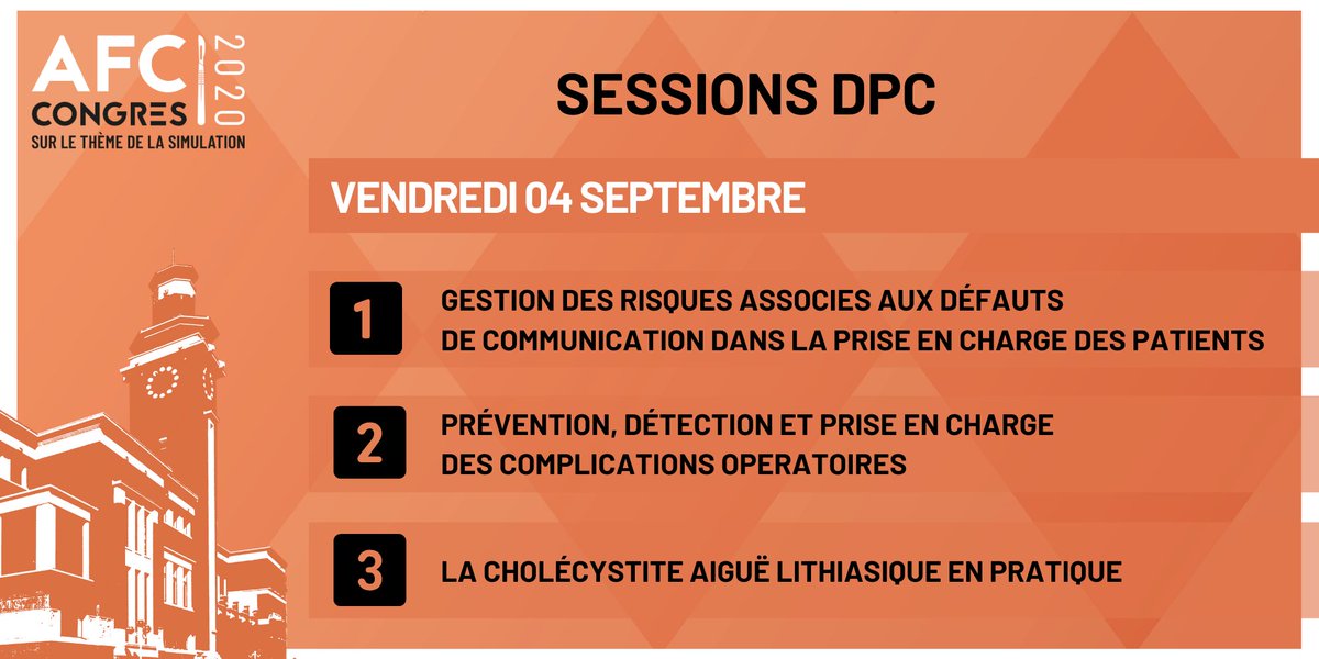 AssoFrChirurgie's tweet photo. La #FCVD et l'#AFC vous donnent rendez-vous vendredi 4 septembre après-midi pour assister à l'une des 3 sessions DPC présentées ci-dessous.
Informations et inscriptions > https://t.co/R5MtMeelS7
#congrèsAFC #chirurgie #formation #santé https://t.co/ae61vxGqbE