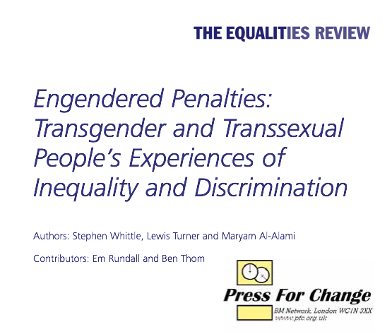 In 2005, under Blair, Trevor Phillips was appointed to lead the Equalities Review as part of the process of reforming equality law which yielded the EA2010.And in turn, the Equalities Review commissioned Stephen Whittle, of Press for Change, to produce this: