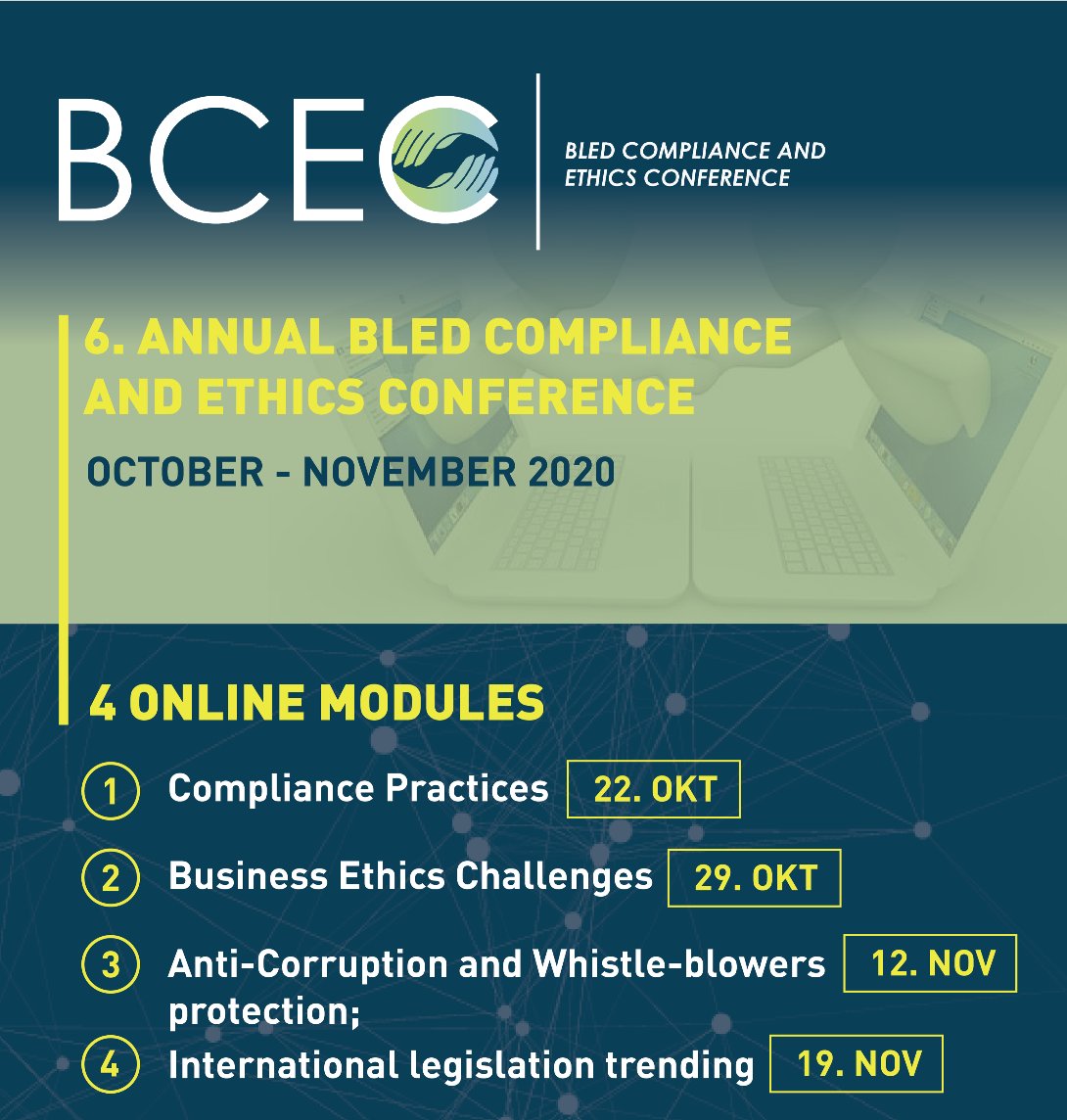 EISEP_GS's tweet photo. SAVE THE DATE! #BCEC2020 #compliance #ethics #conference https://t.co/E4sXVZL5ba