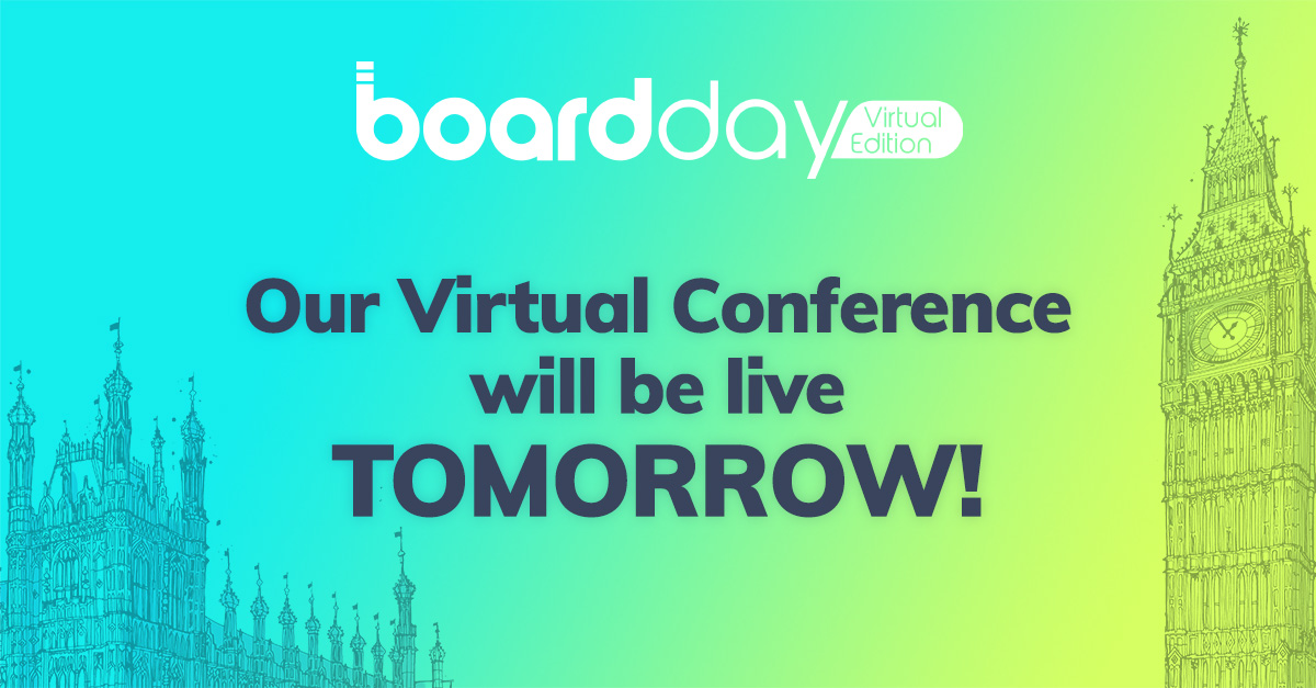 Board_UK's tweet photo. The #BoardDay virtual roadshow kicks off tomorrow at 10:00am! You'll hear from some of the world’s biggest organisations – including Capgemini, Mitsubishi Electric, M&amp;S and more – about how businesses can take on the “new normal”. Register here:  https://t.co/QnHEu1V53g https://t.co/pHFYCwZja8