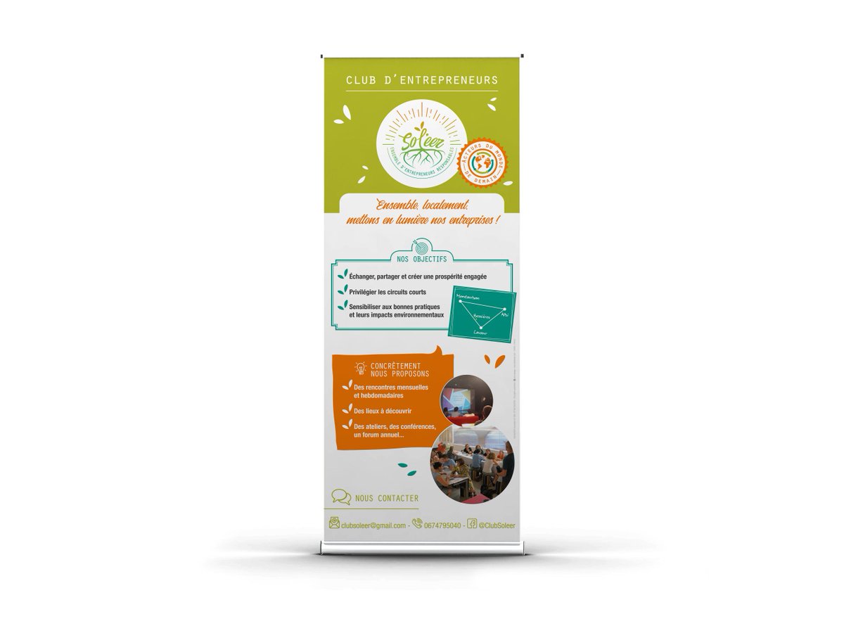 Ataldesign's tweet photo. Une association a besoin d'avoir une identité pour être identifiable et aussi de supports de communication pour expliquer ses valeurs...
C'est pourquoi le Club Sol'eer, club d'entrepreneurs, m'a confié la création de son logo, d'un flyer et d'un kakemono.
https://t.co/5JMBj6Q7Iv https://t.co/5pmOLwn502