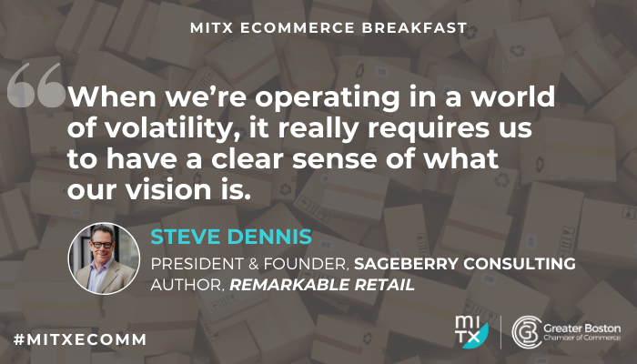 MITX's tweet photo. In today's world of volatility and complexity, brands need a clear goal & vision. And in a world of ambiguity, they need to be agile.
@stevenpdennis #MITXeComm https://t.co/Fl5PxOmPb4