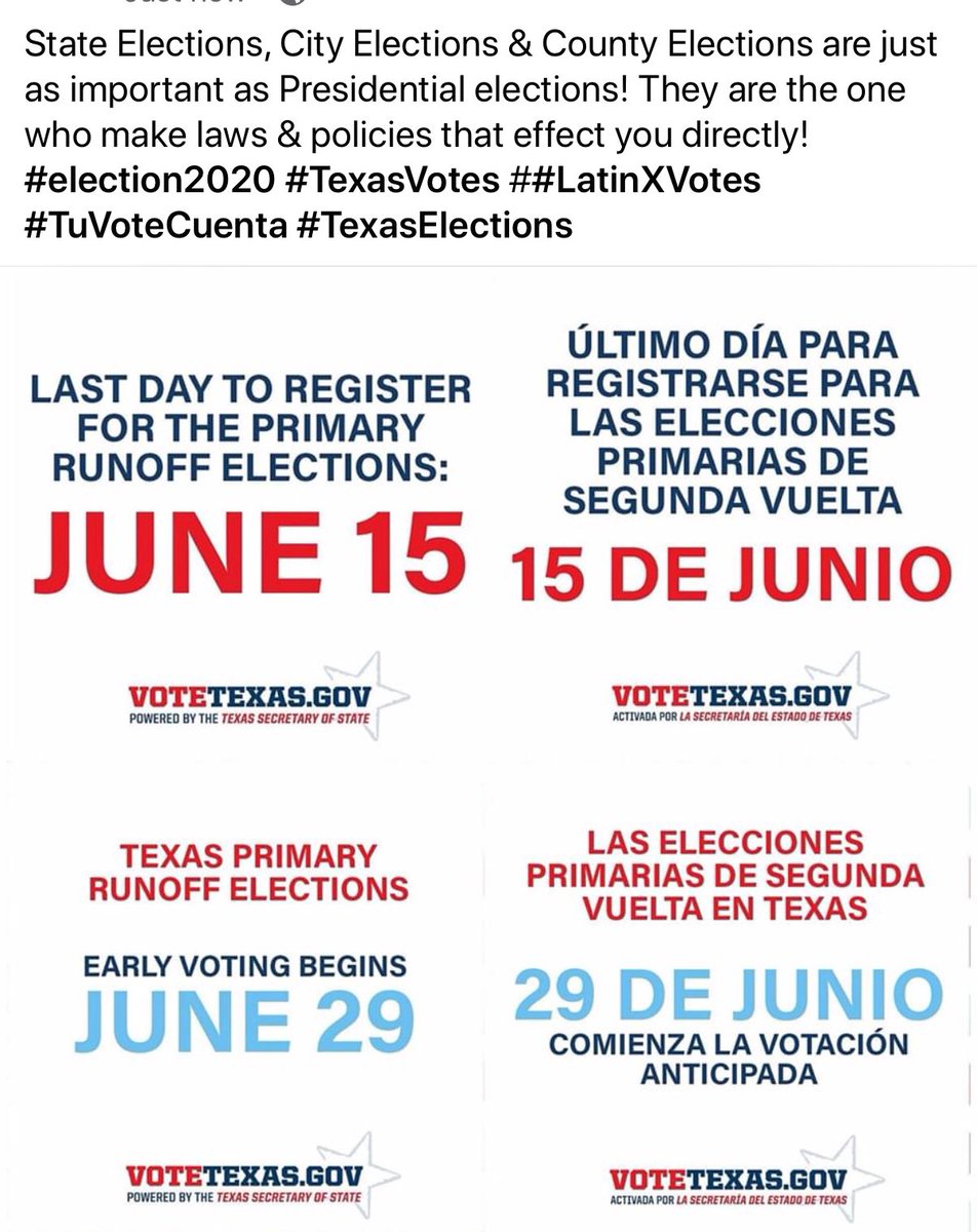 lvec_USA's tweet photo. State &amp; local elections are just as important as the #PresidentialElection ! #Texas #TexasElections2020 #TuVoteCuenta #LatinX https://t.co/fIjfwdl56f