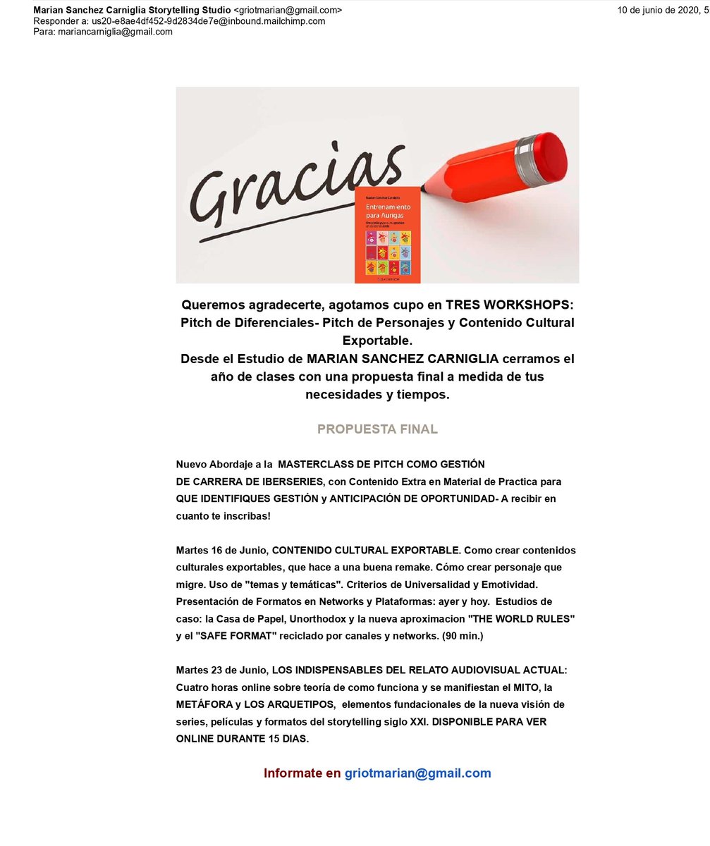 PROPUESTA FINAL-GESTION DE CARRERA- CONTENIDO EXPORTABLE-LOS INDISPENSABLES DEL STORYTELLING - Ultimas Clases del Año- Reconfigura tus proyectos y carrera como Marian propone en su libro ENTRENAMIENTO PARA AURIGAS- El Proyecto sos Vos. Consultanos: griotmarian@gmail.com