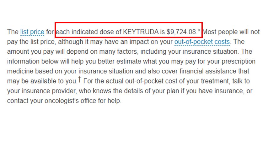  #DDDDMRx0518 x  @Merck KEYTRUDA US Market ONLY (so far)44,000 Paitents paPrice of -MRx0518 $75,000 pa (est)-KEYTRUDA $168,000 paRevenue for MRx0518 (ONLY)$3.30 billion per annumMarket Expected to grow SIGNIFICANTLY from these levels  https://pharmaintelligence.informa.com/resources/product-content/every-new-cancer-drug-in-2017-cost-100000-or-more