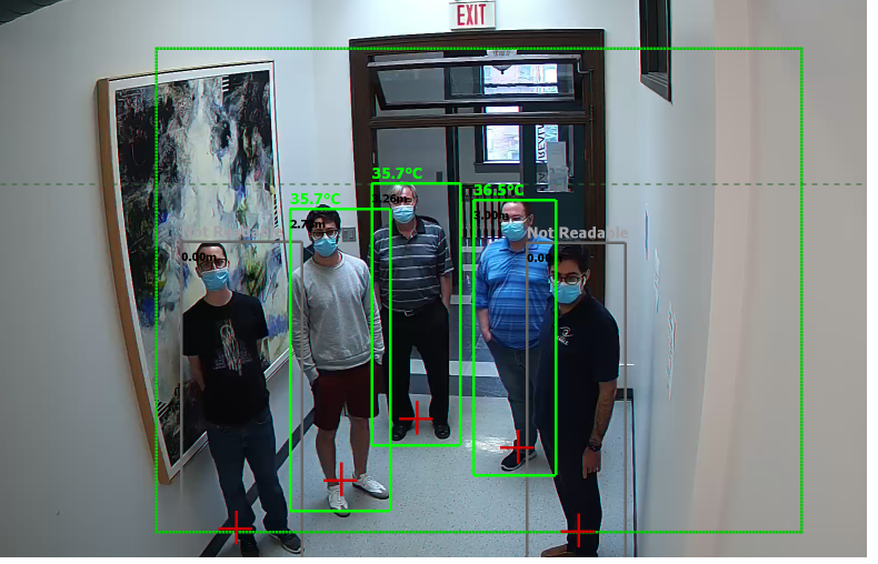 DataRealmInc's tweet photo. Thanks to members of our #DataRealm team and the founder of @EAIGLE_Tech our office is set up with the latest AI solution to help mitigate COVID-19. 

This technology is able to identify the number of people, monitor body temperature and flag suspected cases.
#AI #tech #software https://t.co/PO9U1hw6Et