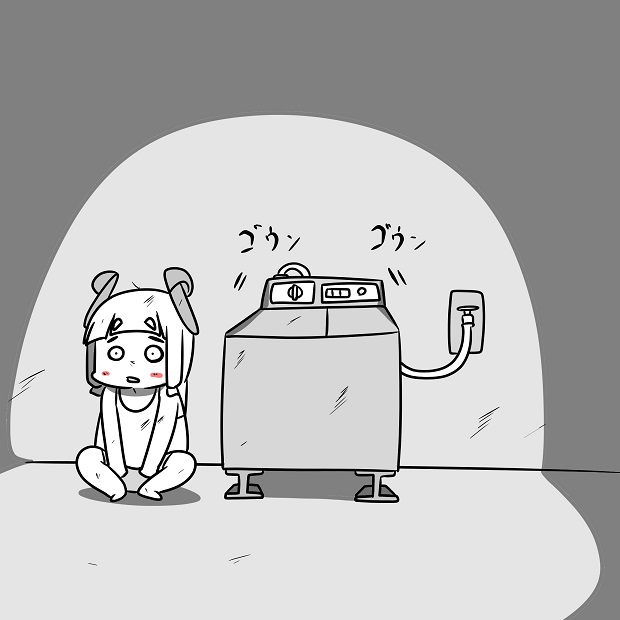 作業着を洗っている叢雲 