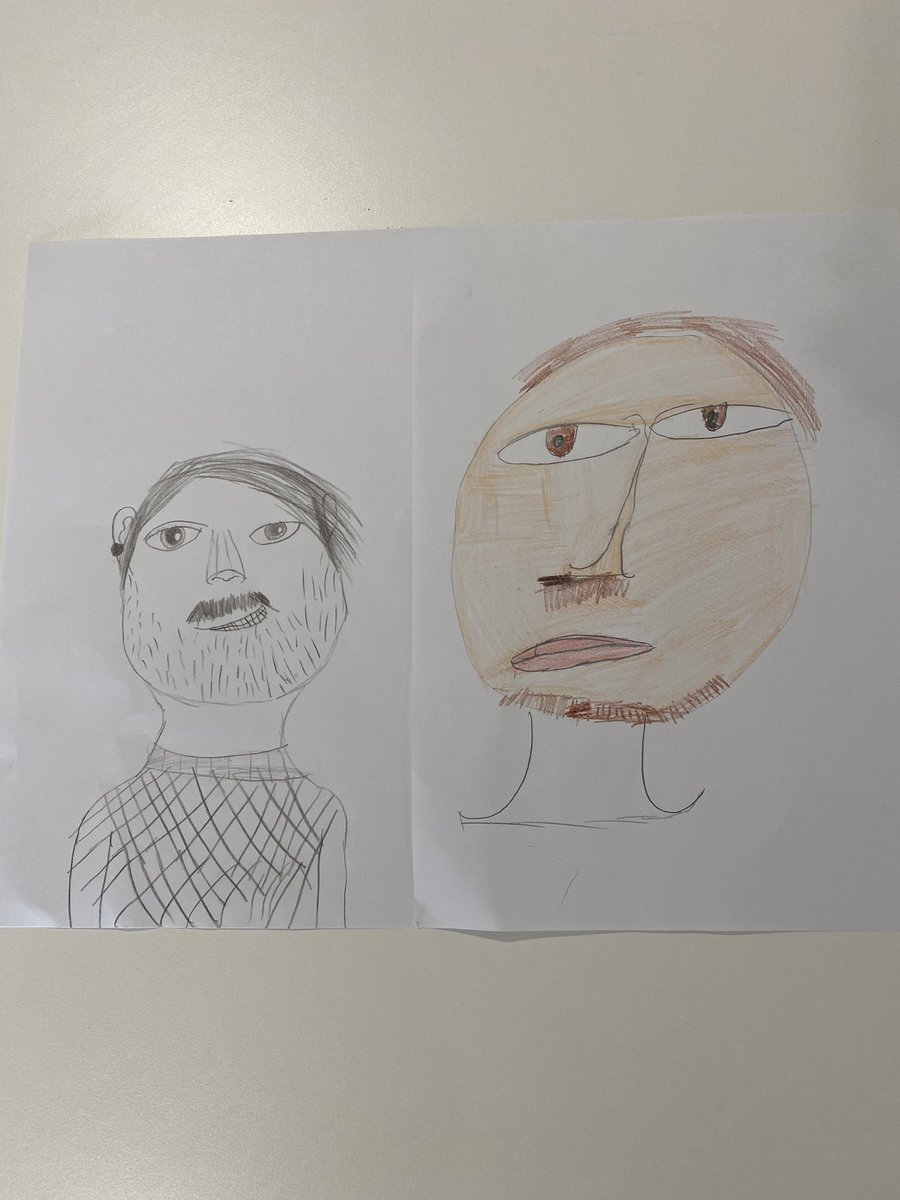 MrJJonesCS's tweet image. Two students in our #hubschool had a drawing competition to see who could better capture my likeness, @acs_art which do you prefer? #education #keyworkers @AberdareSchool