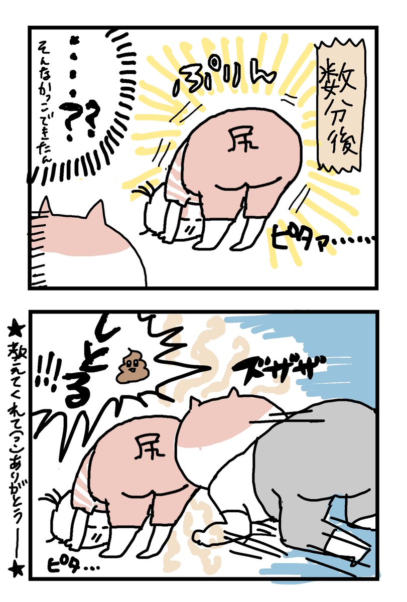 1歳5か月娘、不思議うんち報告してくれてかわいい。
出てたんやね...

#ぽっちゃん #育児漫画 #育児絵日記 