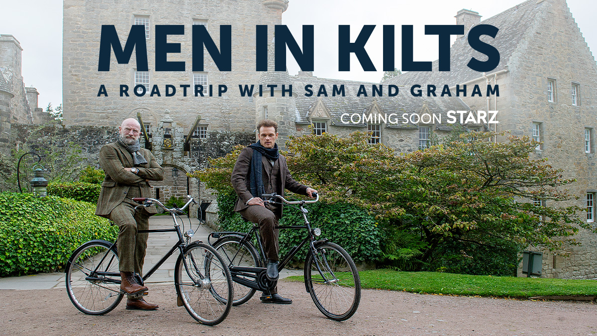 MenInKiltsSTARZ's tweet image. Get ready to hit the road. @SamHeughan and @GrahamMcTavish take you around Scotland in #MenInKilts: A Roadtrip with Sam and Graham, coming soon to @STARZ.