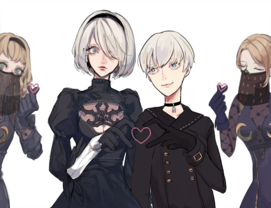 ヨルハ二号B型 ,ヨルハ九号S型 「あとこの妹と合作した9S2B もかっわいいから見て 」|どりうのイラスト