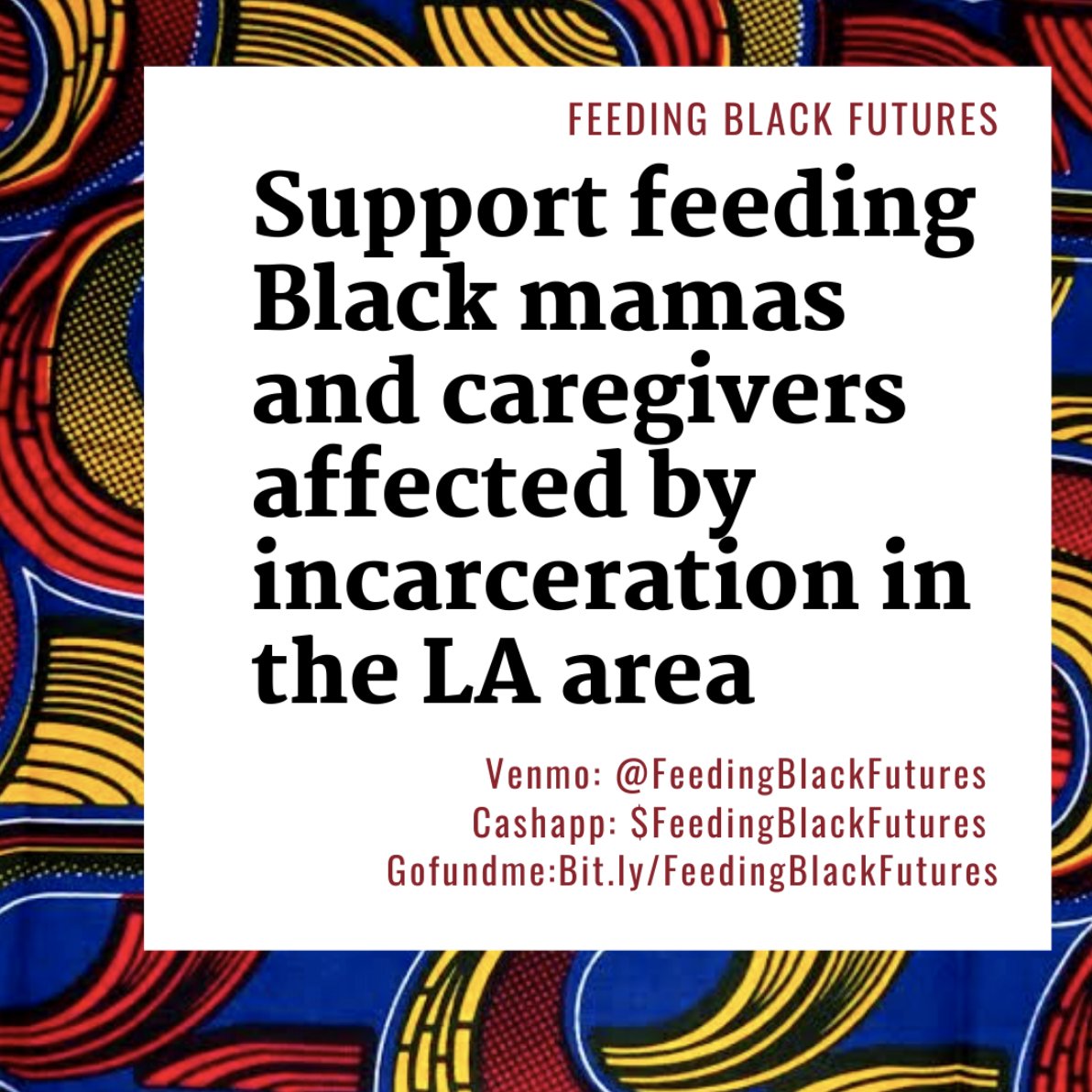 FreeThemAll2020's tweet photo. Black abolitionists raising $ for Black mamas &amp; caregivers impacted by incarceration in the LA area. Funds will buy weekly produce for 20+ mamas &amp; caregivers in LA area

⭐️DONATE + BOOST⭐️
Venmo: @FeedingBlackFutures
Cashapp: $FeedingBlackFutures
Gofundme: https://t.co/2jy0rPUEm0 https://t.co/vHSk3Qw19S