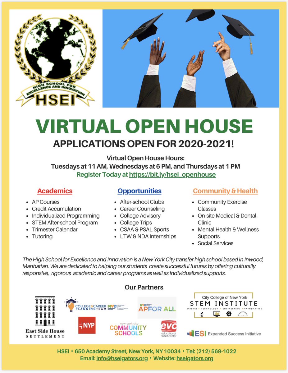 High School for Excellence &amp; Innovation are currently accepting applications for the 2020-2021 SY! Take a tour of their Virtual Open House every Tues, Wed, Thurs. #nycdoe #access #citywide #transferhighschools #championsforchildren #manhattan #nyc