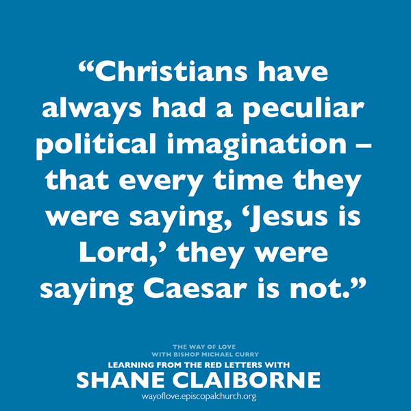 ShaneClaiborne's tweet photo. Our hope is not in the donkey of the Democrats or the elephant of the Republicans. Our hope is in the Lamb, in Christ alone.  Every time the early Christians said, "Jesus is Lord" they were also saying, "Caesar is not!"
[From my conversation w/ @PB_Curry: https://t.co/obPjJTWt7n] https://t.co/gZpqOtILE6