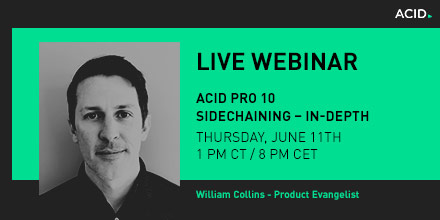 ACIDPro_'s tweet image. Learn how to use #sidechaining in #ACIDPro10, an indispensable tool for contemporary music production. You can easily set up sidechaining to control dynamics and add creative rhythmic effects to your music. Find the link to our live-webinar here: bit.ly/2MIwRs5
