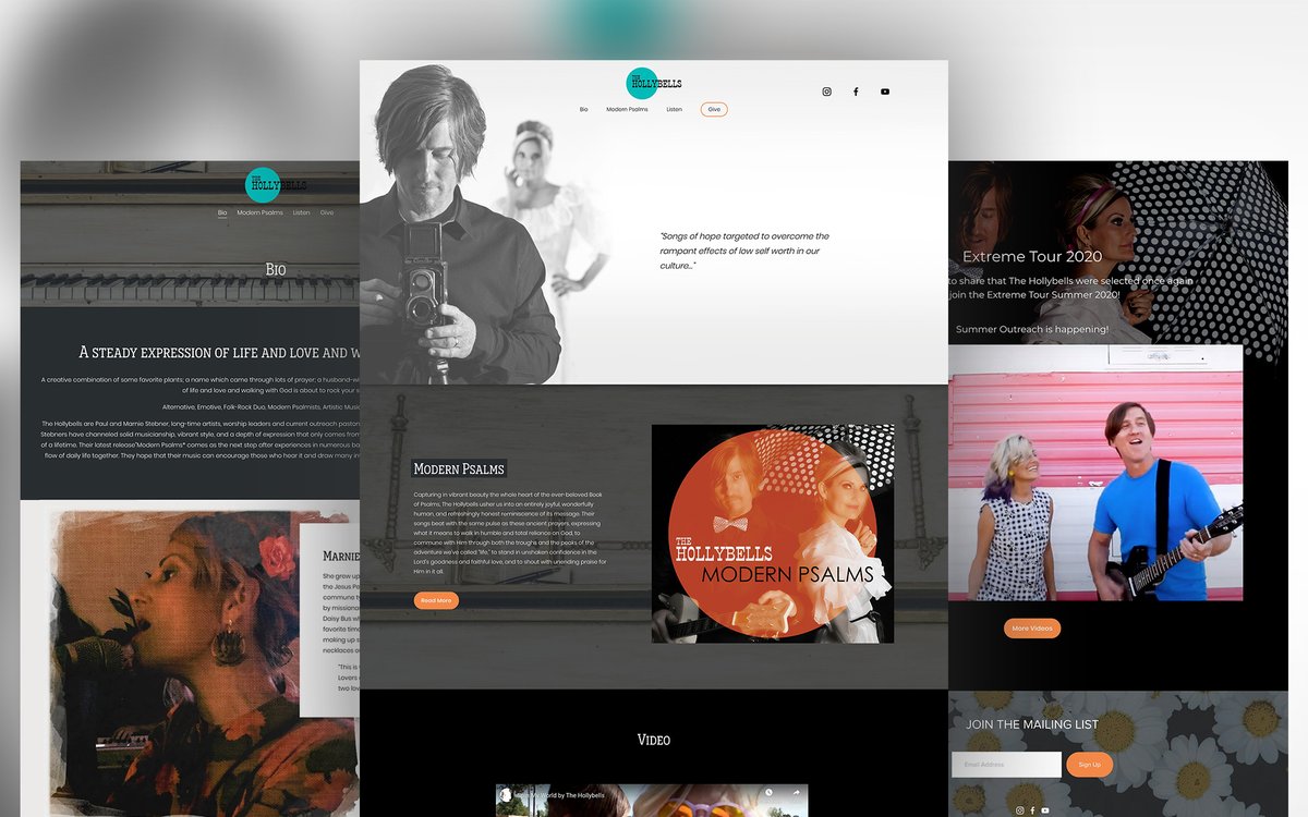 sonnenbergdsgn's tweet photo. 🚀REDESIGNED Website... 

THE HOLLYBELLS are Paul and Marnie Stebner, long-time artists, and worship leaders in Southern, CA. They've channeled solid musicianship, vibrant style, and a depth of expression that only comes from following Christ with passion. https://t.co/R17gsONQWa https://t.co/2nvb7s1whf