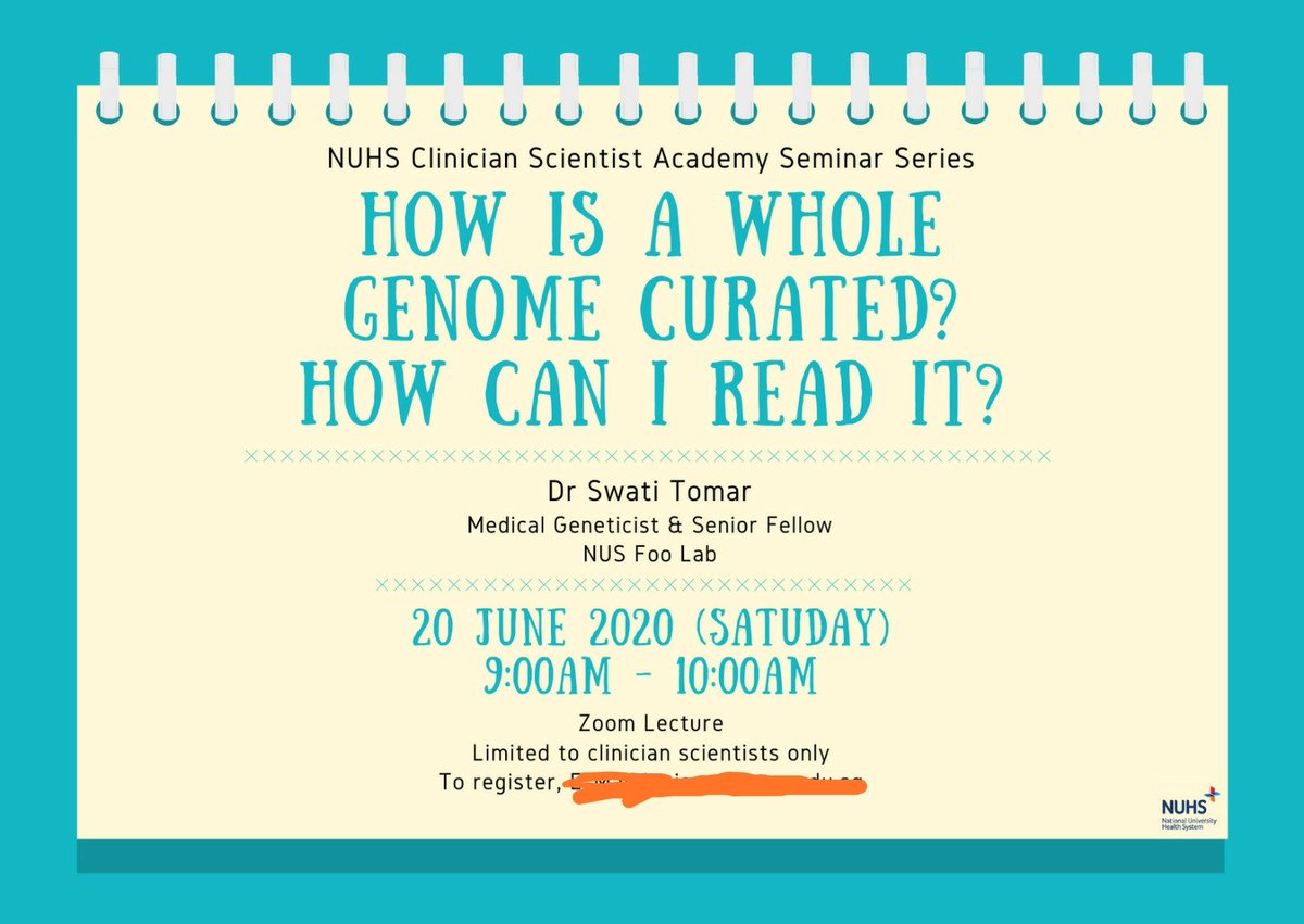 rsyf2's tweet image. So excited that Swati is going to showcase &quot;variant curation&quot; to our clinician scientists. Reading whole genomes can be fun @NUSMedicine @NUHS @CheckOrphan @RareDiseases  #genomesequencing #RareDisease #Genetics #Genomics #precisionmedicine #personalisedmedicine