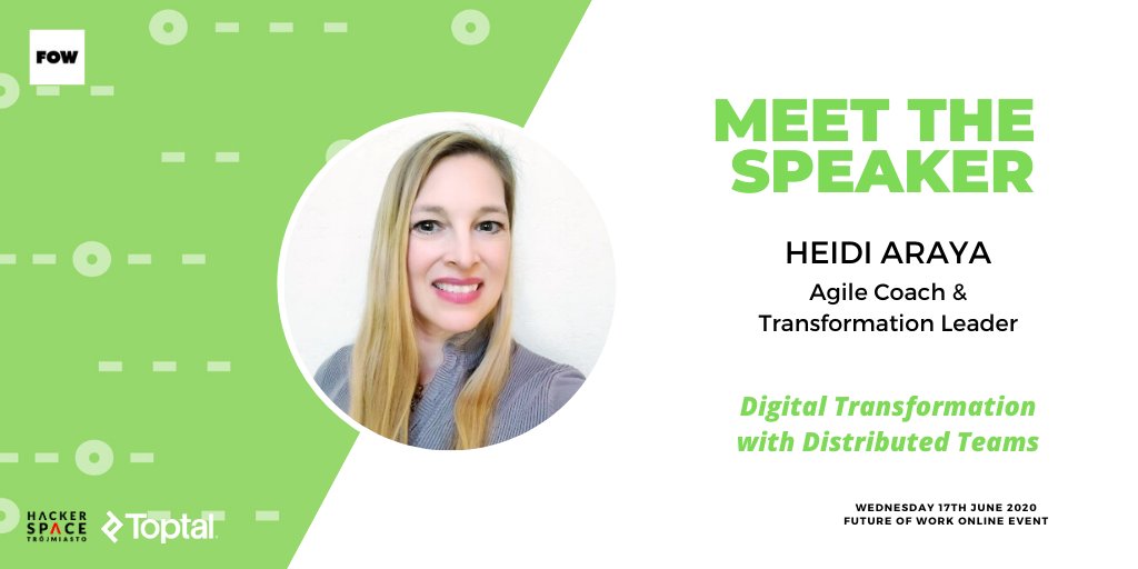 Here at @hs3city we are pumped to have @HeidiAraya, Agile Coach & Transformation Leader as our third speaker!

She is joining us to talk about #digitaltransformation and #distributedteams based on her experience with #agile portfolio management and transformations.