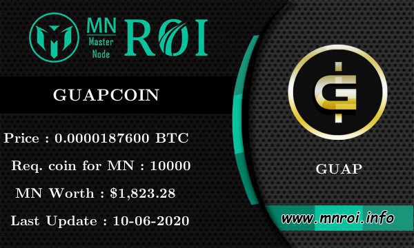 mnroi_info's tweet photo. Guapcoin (GUAP) has been added on Our Platform https://t.co/vdharGu4lY.

Check @guapcoin on https://t.co/BWwwveOtra

#Guap #GUAP #Guapcoin #mnroi #Crypto #MasternodeMonitoring #Cryptocurrency #masternode #MNNotification https://t.co/I5WnP2zoyC
