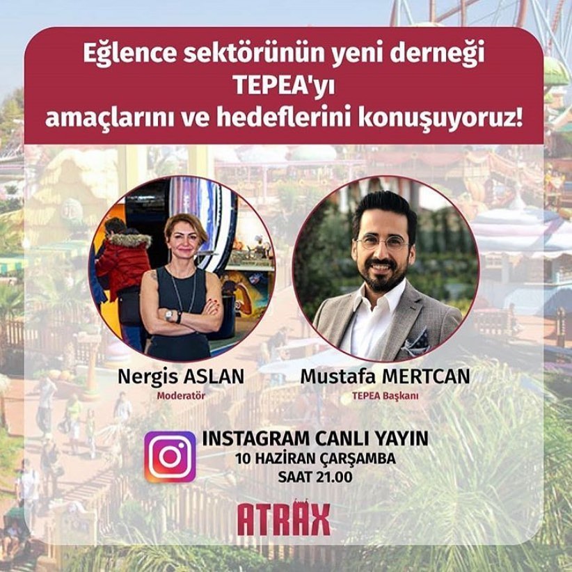 TepeaDernegi's tweet photo. Bu akşam gerçekleşecek ilk ATRAX canlı yayınına,sektörün yeni derneği #TEPEA'nın Başkanı @mustafamertcan konuk oluyor! ATRAX Organizatörü ve Tureks Uluslararası Fuarcılık Gnl Md. @nergisas'ın moderatörlüğündeki canlı yayında,TEPEA'nın amaçları ve eğlence sektörü konuşulacak! https://t.co/dQ8ngO1atv