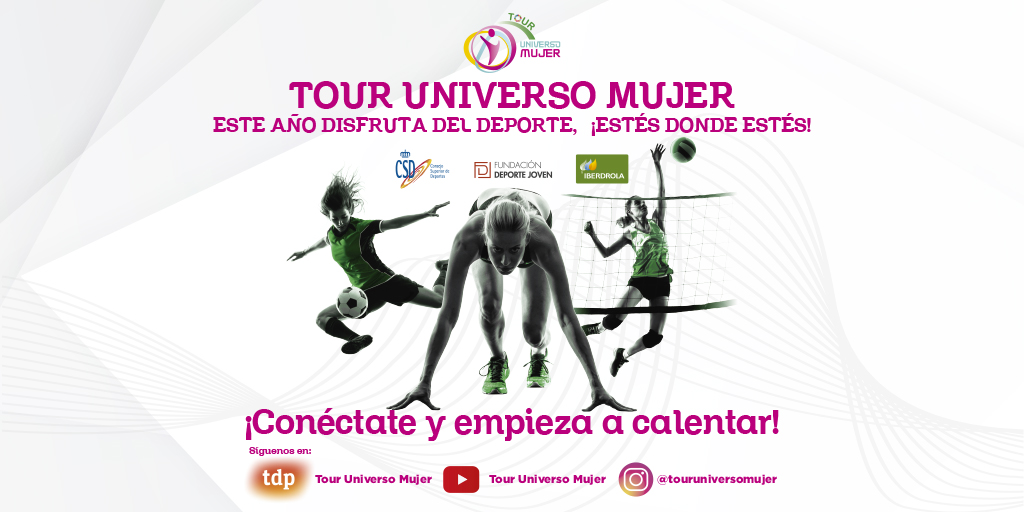 Tour Universo Mujer (@tour_um) on Twitter photo 🔛🎉 ¡Llega el nuevo #TourUniversoMujer! 🎉🔛
➡️Retos, entrenamientos, foros, exhibiciones y ¡Mucho deporte!
🥇Participación de grandes deportistas
💻Emitido por <a href="/teledeporte/">Teledeporte</a> y nuestros canales digitales
🌐¡Disfruta del deporte estés donde estés! 💪 🔛🎉 ¡Llega el nuevo #TourUniversoMujer! 🎉🔛
➡️Retos, entrenamientos, foros, exhibiciones y ¡Mucho deporte!
🥇Participación de grandes deportistas
💻Emitido por <a href="/teledeporte/">Teledeporte</a> y nuestros canales digitales
🌐¡Disfruta del deporte estés donde estés! 💪