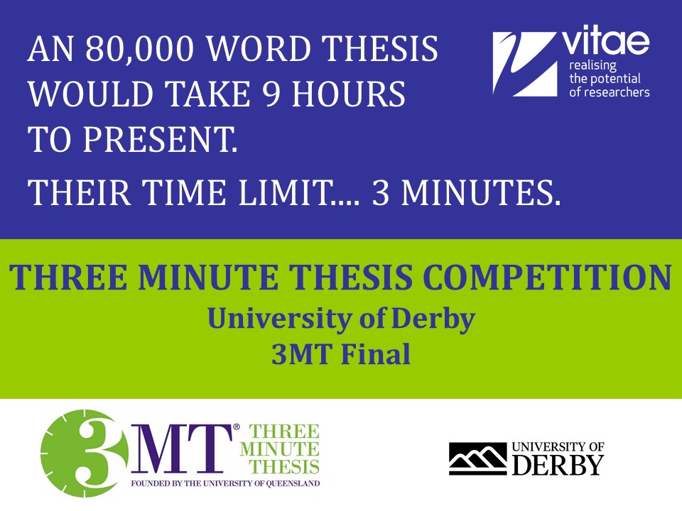 An 80,000 word thesis would take nine hours to present - our #3MT participants have only three minutes – check out our 2020 entries and vote for your favourite presentation <a href="/DerbyUniPGR/">Derby Uni PGR Network</a> <a href="/DerbyUni/">University of Derby</a> <a href="/Vitae_news/">Vitae</a> unimailderbyac.sharepoint.com/sites/URKEO/Si…