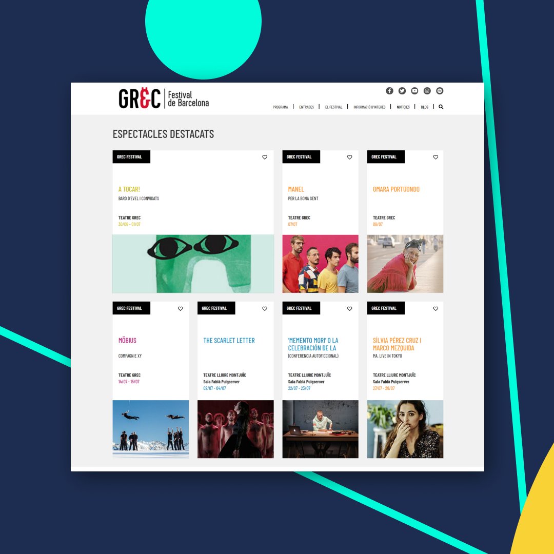 drauta's tweet photo. Un any més hem col·laborat en el desenvolupament del web del Festival Grec de Barcelona. Aquesta vegada, fent front a la nova normalitat i adaptant-nos al nou concepte de 3 Grecs en 1. Moltes gràcies per la confiança!

#Drauta #Grecfestival https://t.co/1AmjXuje9S