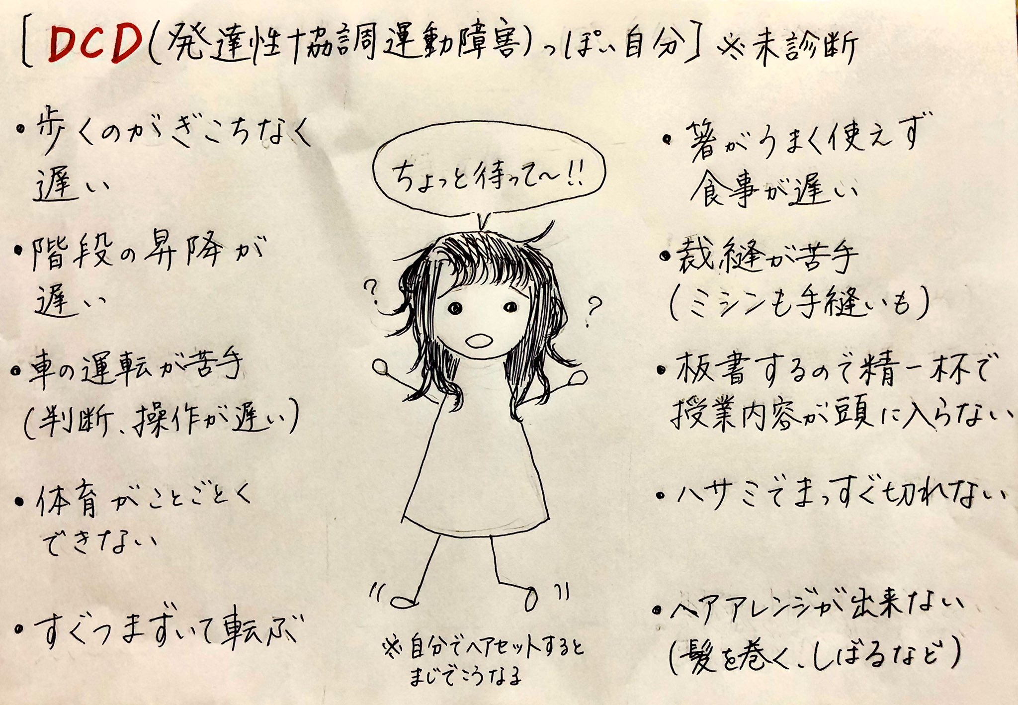 蜜柑 みかん On Twitter 自分の Adhd特性 Asd特性 Dcd 発達性協調運動障害 っぽい特性 を 字と絵でまとめてみました 絵が壊滅的すぎて棒人間になってしまった Https T Co Hyrgzqbps9 Twitter
