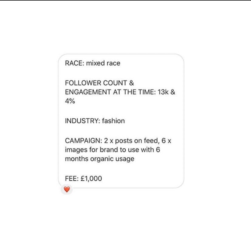 influencepaygap's tweet photo. Follower Count: 13K
Industry: Fashion
Posts: 2 Personal &amp; 6 Brand Usage
Usage Rights: 6 Months
Fee: £1K

#influencerpaygap https://t.co/sEPquwk901