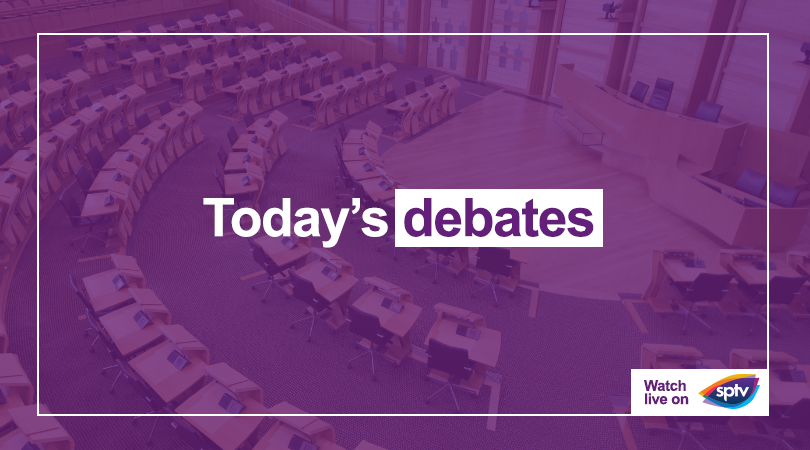 Today's Business in the Chamber starts from 12:20 and includes:

🙋🏽‍♀️ First Minister's Questions
🌍 Ministerial Statement on Covid-19 and Tourism
📑 Stage 3 on the Disclosure (Scotland) Bill

Watch live on SPTV 📺 ow.ly/OZHr50A2JBy