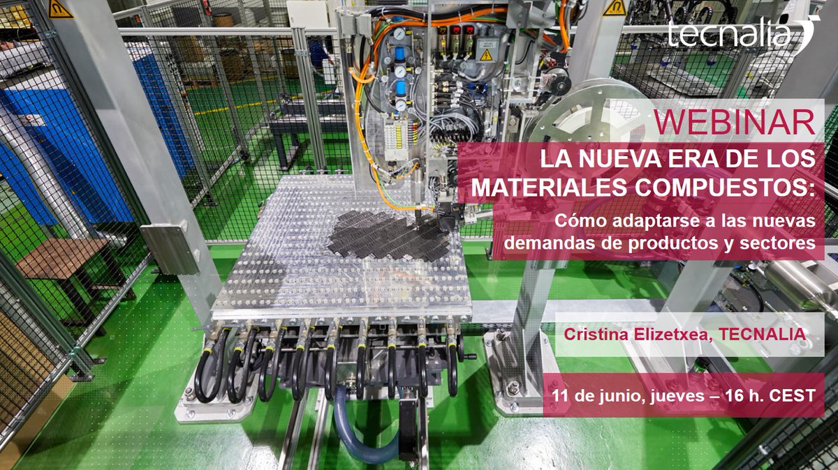 MAÑANA
💻Webinar
"La nueva era de los materiales compuestos: Cómo adaptarse a las nuevas demandas de productos y sectores"
🗓️11 de junio, jueves
⏰16 h. CEST
👩‍🔬Impartido por Cristina Elizetxea
👩‍💻Moderado por Begoña Canflanca
Inscripciones 👉 bit.ly/3cRdK9C
#composites
