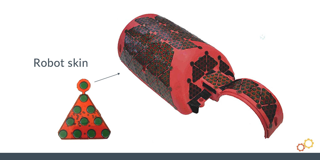 collaborate_eu's tweet photo. This #robot skin technology is based on an interconnected network of sensors that have a specific number of triangular shaped capacitive taxels. It can recognise human touch and robotic grasping in industrial, robotics and research settings. Developed by @UniGenova
#RobotSkin https://t.co/ufquwTADL8