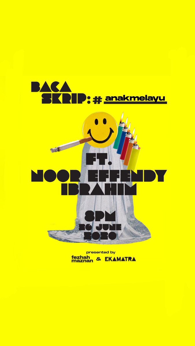 bmpsgpr's tweet photo. "Anak Melayu"
.
Presented by EkaMatra &amp; Fezhah Maznan featuring one of our Creative Director, Budyn on a monthly playwright series happening this 26 June 2020
.
 #bmpsg #bigmouthproduction #biarmulotbesarasalhatibaik https://t.co/cnsetxJXue