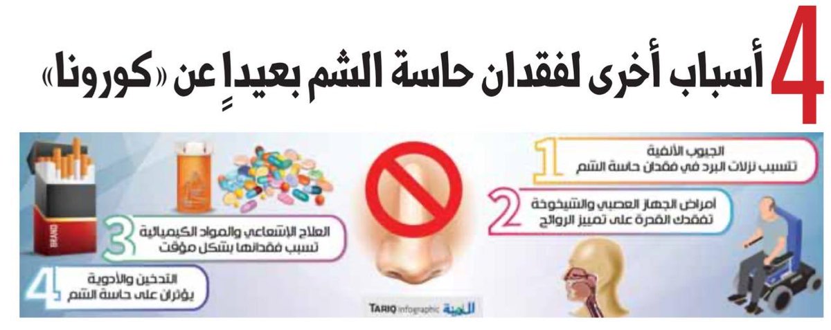 4 أسباب تفقدك حاسة الشم غير #كورونا، منها: نزلات البرد. (المدينة)