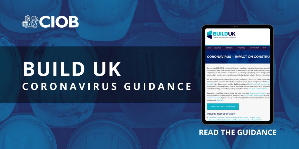 Build UK are releasing updates on how the #Coronavirus is affecting the Construction Industry. Today’s update looks at the reopening of construction sites. You can read it here: orlo.uk/GpgPx #CIOB #COVID19