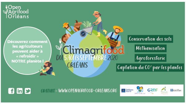 OAgrifood's tweet photo. CLIMAGRIFOOD - l'événement qui montre comment les #agri refroidissent la planète ! 👩‍🌾🌍

⚠️ [Nouvelles Dates] Du 5 septembre au 13 septembre 2020, découvrez nos différentes expositions et animations à Orléans !

➡️ Plus d’infos sur : https://t.co/FmKAjmCbyE https://t.co/FIdypOp1ca