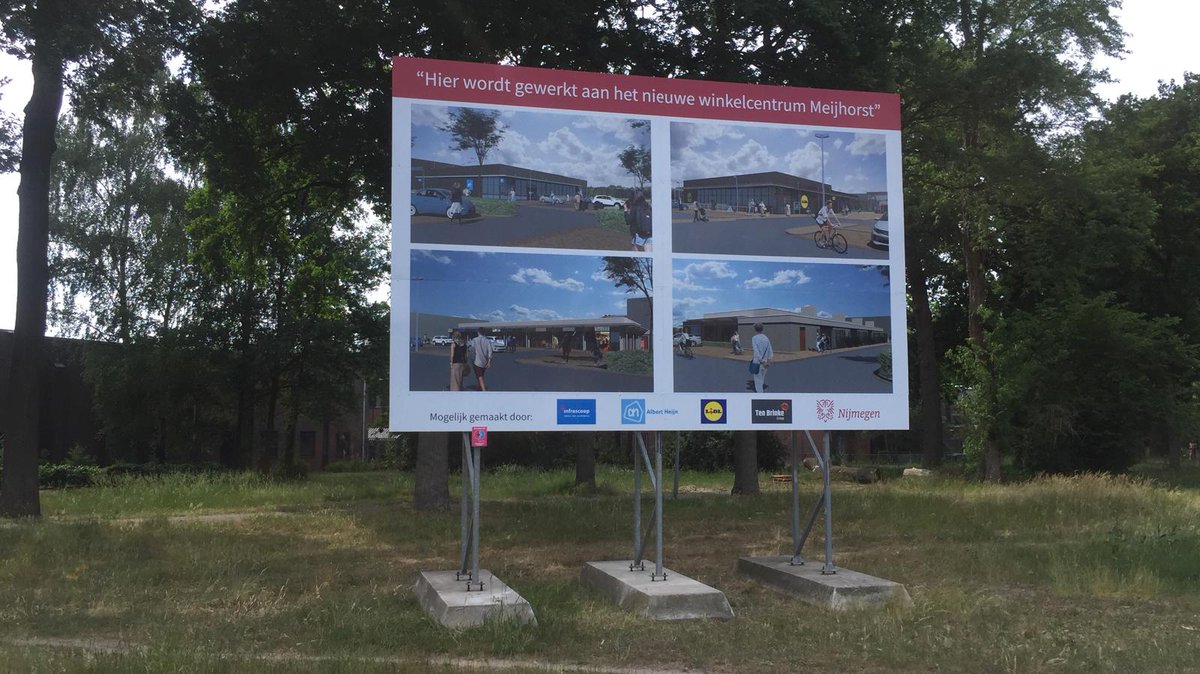 In #Nijmegen wordt gewerkt aan #WinkelcentrumMeijhorst. Wij plaatsten twee #projectborden om het publiek te informeren over de werkzaamheden en gelijk al een impressie te geven van de resultaten van het werk. signmatch.nl/uitgelicht/pro… #renovatie #projectbouw #bouwbord #duurzaam