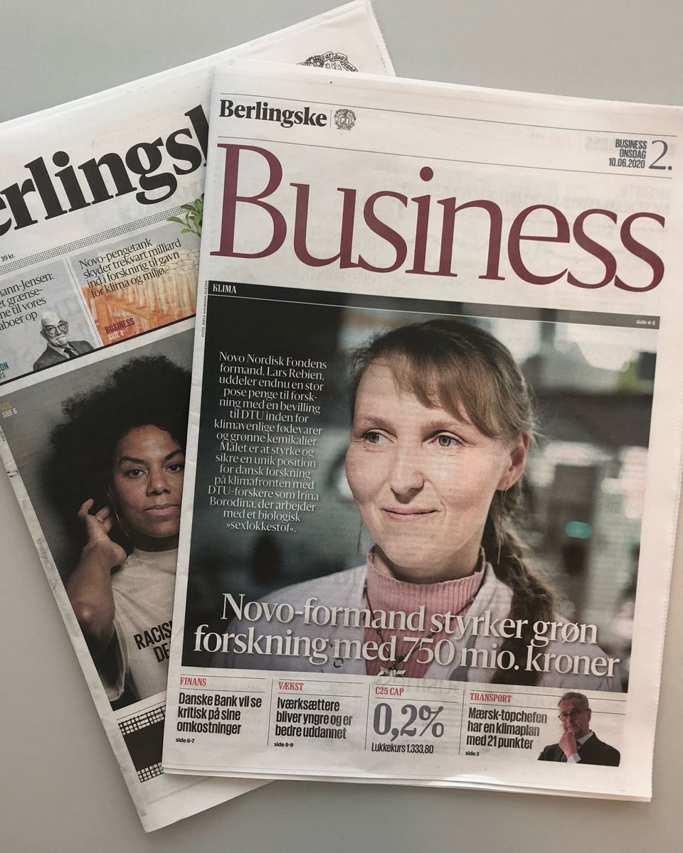 "BioPhero makes the front page of Berlingske Business."

Read all about how BioPhero, a 2016 spin-out from DTU Biosustain, is getting ready to enter the market with a sustainable and eco-friendly alternative to conventional chemical-derived pesticides.1/2