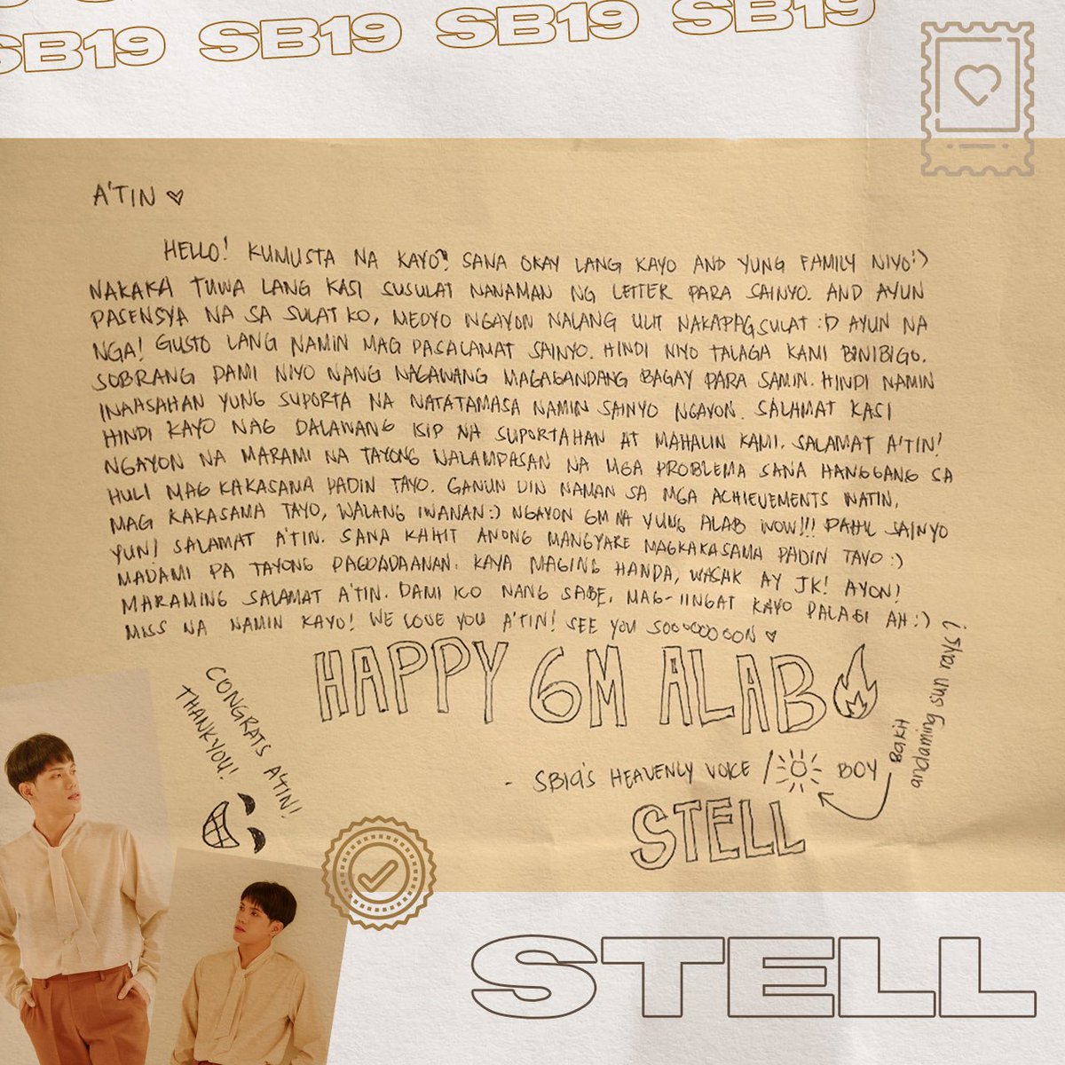 SB19Official's tweet photo. Letters sent! Stell shared their heartfelt messages to A'TIN for their unending support on <ALAB> MV 💙

#SB19 #SB19_SEJUN #SB19_JUSTIN #SB19_STELL #SB19_JOSH #SB19_KEN https://t.co/wWPDS4ZLnW