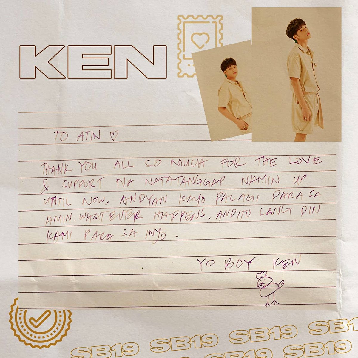 SB19Official's tweet photo. Letter sent! Ken shared his heartfelt messages to A'TIN for their unending support on <ALAB> MV 💙

#SB19 #SB19_SEJUN #SB19_JUSTIN #SB19_STELL #SB19_JOSH #SB19_KEN https://t.co/1Z8PxFyCbJ