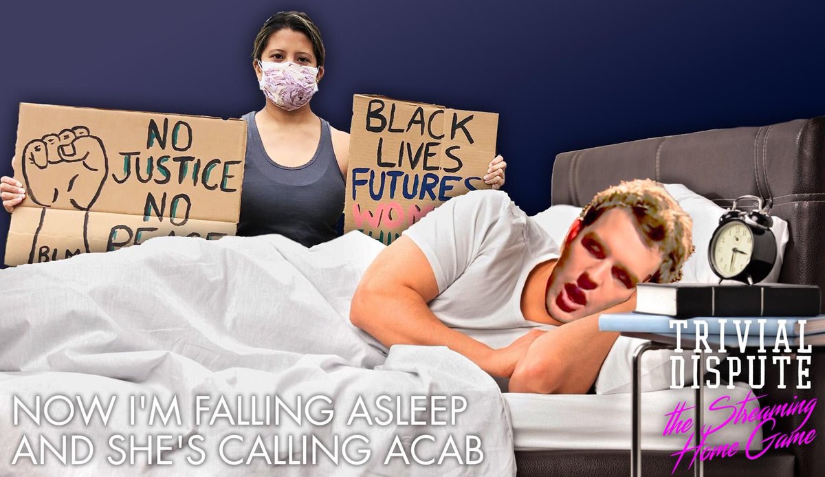 trivialdispute's tweet photo. Here are #MondayNightTrivia’s winning team photoshops! In #1stplace we have Now I’m Falling Asleep and She’s Calling ACAB #destinyiscallingme #nowimfallingasleep https://t.co/VKUxds1fG3