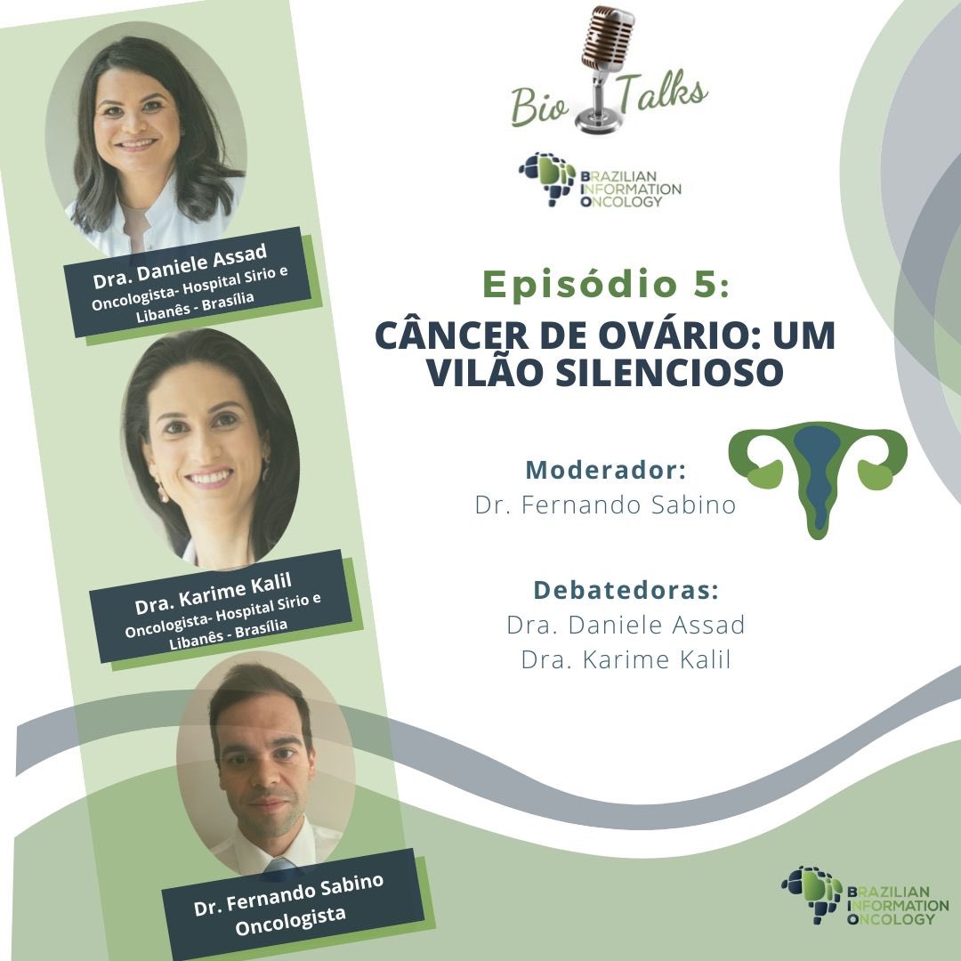 Quinto episódio do BIO Talks. Informações de qualidade e de maneira prática. 🎙Nesse episódio, Dr. Fernando Sabino e as oncologistas, Dra. Daniele Assad e Dra. Karime Kalil, discutem o tratamento do câncer de ovário. @fsabino_onco @assad_daniele @KARIMEKALIL @SpotifyBR