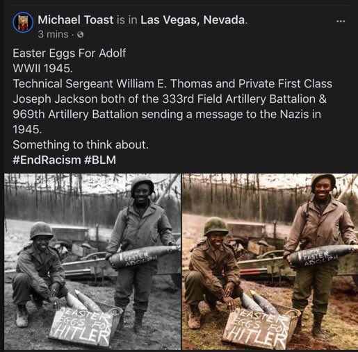 X पर Dj Michael Toast: "Easter Eggs For Adolf WWII 1945. Technical Sergeant William E. Thomas and Private First Class Joseph Jackson, both of the 333rd Field Artillery Battalion & 969th Artillery