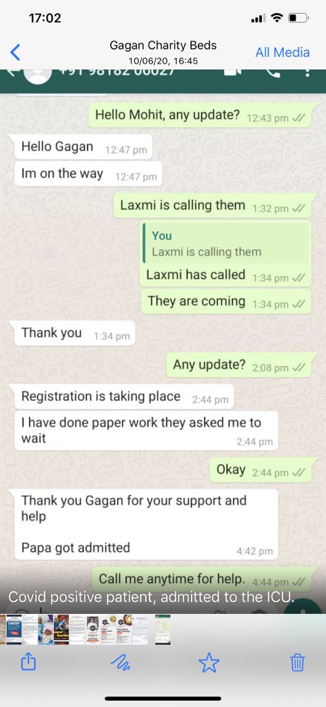 Update 60 : 5 PM, Wednesday,The team  @CharityBeds_ Gagan and Lalit doing what they do best. Helping people get admission in hospitals and trying to lessen the stress and pain people have.